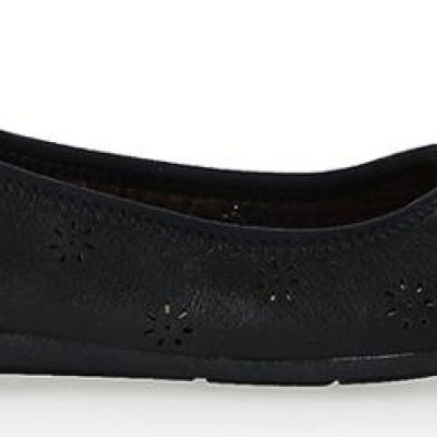 Giày nữ hoa văn Huy Hoàng da bò màu đen HT7948