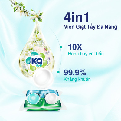 Combo 3 Túi Viên Giặt Xả Đa Năng 4 Trong 1 KA Universal (5 Viên/ Túi)