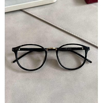 Kính Mắt bầu tròn gọng nhựa dẻo siêu bền, siêu nhẹ màu đen cho nam nữ