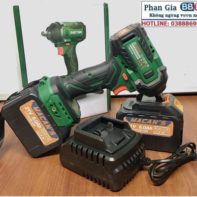 Máy Siết Bulong Dekton 550Nm, Bộ 2 Pin 15 Cell, Chân Pin Phổ Thông, Động Cơ Không Chổi Than (Bảo Hành 12 Tháng)