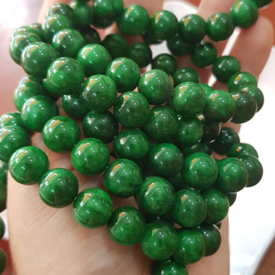 Vòng đeo tay nữ đá cẩm thạch xanh đậm 10mm đẹp  Nữ mệnh mộc hỏa thủy đeo may mắn tài lộc rẻ đẹp ạ