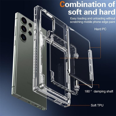 Ốp Lưng Cho Samsung Galaxy S25 Ultra / S25 Plus / S24 Ultra / S24 Plus / S23 Ultra Trong Suốt Chống Sốc Có Ngăn Để Thẻ Làm Giá Đỡ