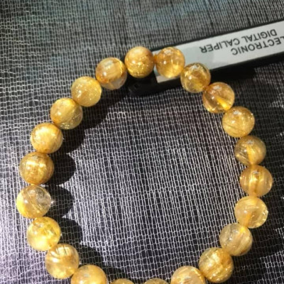 VÒNG THẠCH ANH TÓC VÀNG ĐỒNG TRỤC VIP 8LY5 NỮ MỆNH KIM THỔ THỦY