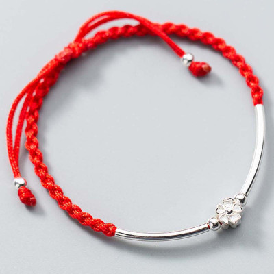 Combo 2 vòng thắt dây đỏ charm ống bạc - Ngọc Quý Gemstones