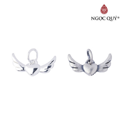 Charm bạc trái tim mang cánh thiên thần treo - Ngọc Quý Gemstones