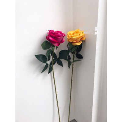 Hoa hồng nhung lụa - dài 40cm - gồm 1 bông Cây giả, hoa lụa Decor trang trí nhà cửa