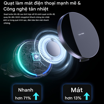 Giá đỡ điện thoại magnetic Choetech T233 sạc nhanh 15W chuẩn Qi2 - Hàng chính hãng