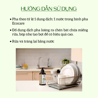 Nước rửa chén hữu cơ Bồ hòn Ecocare tinh dầu Chanh Gừng 4000ml