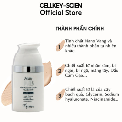 Combo Kem Nền Kem Chống Nắng Che Khuyết Điểm Kiềm Dầu Dưỡng Trắng Chống Nhăn Cho Da Nhạy Cảm Cellkey-Scien BB Sun Cream (80ml)