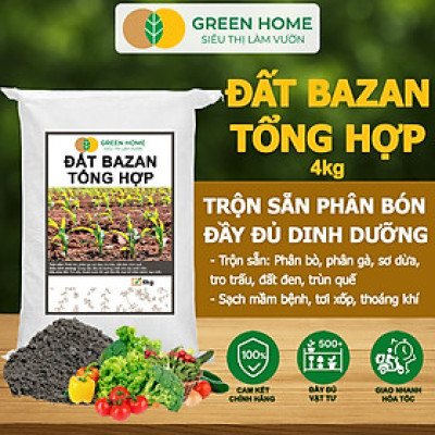 Đất Bazan GreenHome, Bao 4kg, Đất Trồng Cây, Bổ Sung Phân Hữu Cơ,Trồng Hoa Hồng, Kiểng