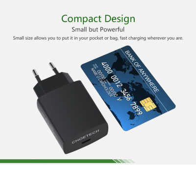 (Tặng dây sạc) Bộ cóc củ sạc nhanh 15W chuẩn PD 3.0 Type-C hiệu CHOETECH TC0001 cho điện thoại / máy tính bảng / Macbook iPhone Samsung Huawei Xiaomi Oppo Nokia Trang bị chip sạc thông minh (Đính kèm 1 dây sạc Type-C to Type-C) - Hàng chính hãng