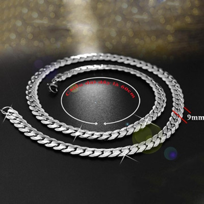 Vòng Cổ Dây chuyền nam titan thép không gỉ lặc khít inox chạm 2 bên trangsucpt 9mm PTDCNA57
