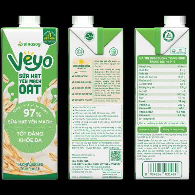 Thùng Veyo sữa hạt yến mạch (10 hộp x 1 Lít)