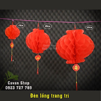 Đèn lồng đỏ trang trí tết 25cm, lồng đèn trang trí