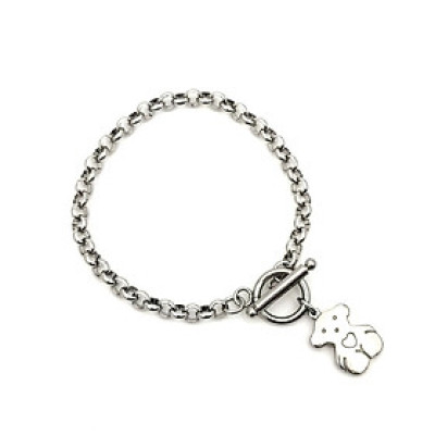 Vòng tay titan hợp kim thép khoá OT basic hình gấu độc đáo quà tặng ý nghĩa