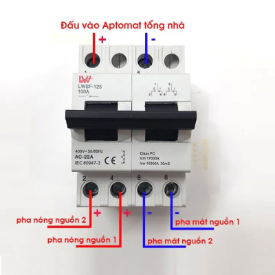 CB, Aptomat đảo chiều 2 nguồn điện 100A/220V LW