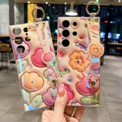 Ốp Lưng Cho Samsung S25 ULTRA / S24 Ultra / S24 PLus / S23 Ultra / S23 PLus Hoa 3D Kim Tuyến Đính Đá Có Dây Xỏ Tay Và Làm Gía Đỡ - Bum Store Galaxy Case