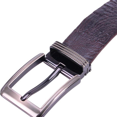 Thắt Lưng Nam Da Đà Điểu Bản Lớn Trơn Đầu Kim Màu Nâu Đất Huy Hoàng HT4430 - Nâu Đất