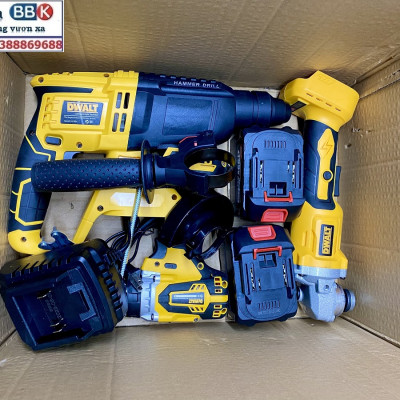 Bộ Combo 3 Trong 1 Gồm Máy Khoan Đục Bê Tông, Máy Mài Và Máy Khoan Pin Dùng Pin 199V 15 Cell, Máy Khoan Siêu Khỏe, Động Cơ Không Chổi Than - Bảo Hành 1 Năm