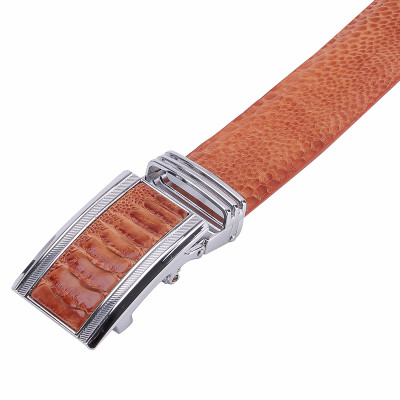 HJ4417-18-19-20 - Thắt lưng nam da đà điểu bản lớn màu đen, nâu đất, vàng, nâu đỏ