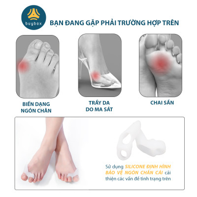 Combo 3 Cặp nẹp silicone tách ngón, bảo vệ đinh hình ngón chân cái - Buybox - BBPK281 