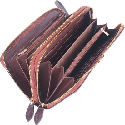 Ví Nữ Da Cá Sấu Nhiều Ngăn Huy Hoàng HT3270 (11 x 22 cm) - Nâu Đất