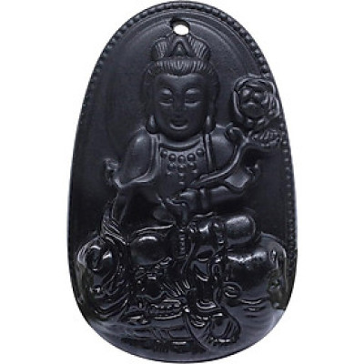 Mặt Dây Chuyền Phổ Hiền Bồ Tát Đá Obsidian Ngọc Quý Gemstones PHOL
