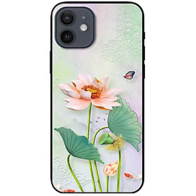 Ốp lưng cho iPhone 12 - iPhone 12 Pro - 12 Pro Max - 13 Mini - iPhone 13 - 13 Pro - 13 Pro Max - Tranh Sen Trắng - Hàng Chính Hãng