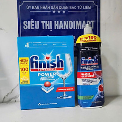 Combo Viên rửa bát Finish nhật 100 viên + 750ml nước làm bóng finish