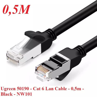 Ugreen UG50190NW101TK 0.5M màu Đen Cáp mạng LAN CAT 6 Đầu bấm kim loại - HÀNG CHÍNH HÃNG