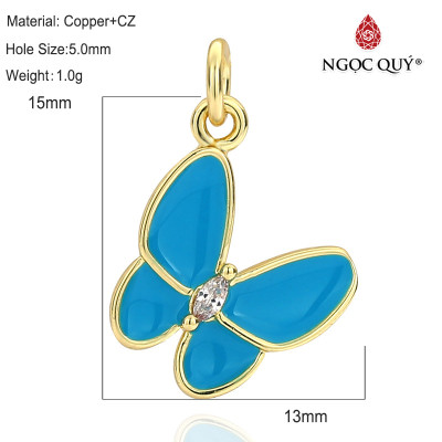 Charm treo hợp kim hình con bướm đính đá - Ngọc Quý Gemstones