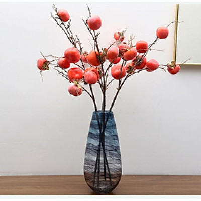 Cành quả hồng giả - 1 cành dài 90cm - 7 quả - Cây giả, hoa lụa trang trí nhà cửa