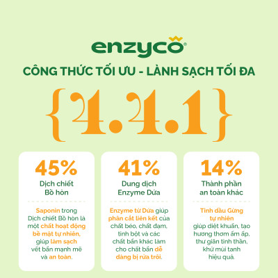 Nước rửa chén bát sinh học ENZYCO 465ml - Chiết xuất Bồ hòn và Enzyme Dứa