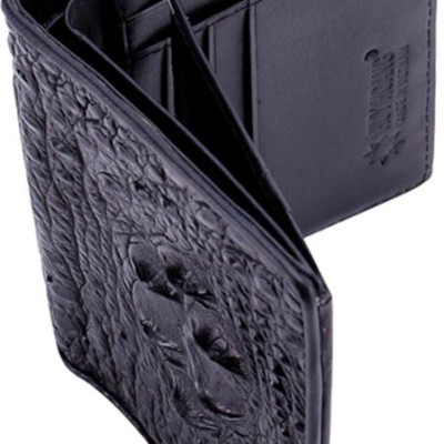 Ví Nam Da Cá Sấu Nguyên Con Kiểu Đứng Huy Hoàng HT2236 (12.5 x 10 cm) - Đen