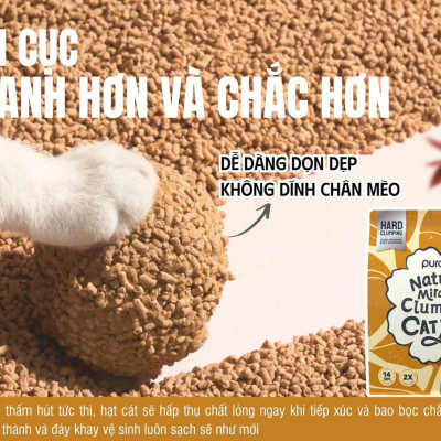 CÁT VỆ SINH CHO MÈO CATURE PURCATS NATURAL MIRACLE THƠM TỰ NHIÊN & THẤM HÚT,SIÊU KHỬ MÙI [ 2.5kg ]