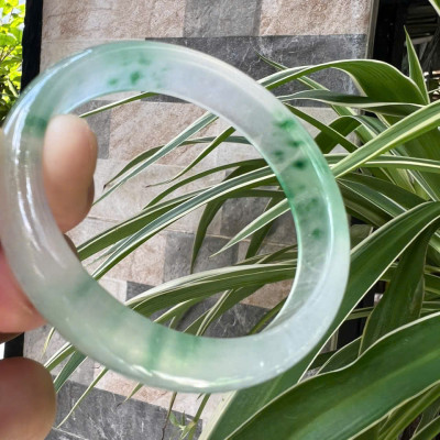 Vòng Tay Nữ Bản Hẹ Đá Mã Não DuLong Trắng Trong Xanh Rong Biển Nhẹ Bóng Đẹp Ni 54mm Cao 12mm Dầy 7mm Món quà tặng Nữ 50kg - 55kg đeo tay xinh rẻ đẹp ý nghĩa ạ