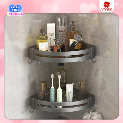 Phụ Kiện Nhà Tắm, Nhà Vệ Sinh, Giá Treo Khăn, Móc Treo Đồ, Giá Treo Máy Sấy Tóc, Giá Treo Bàn Chải Đánh Răng Kèm Cốc Tiện Lợi, Kệ Góc Treo Tường Nhà Tắm, Chất Liệu Nhôm Kháng Khuẩn Chống Gỉ Hàng Đẹp Mịn [Không Cần Khoan] VANDO