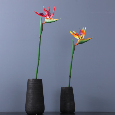 Hoa thiên điểu giả như thật cắm bình 80cm ship HOẢ TỐC HCM chuối mỏ két cao su vàng cam trang trí nhà