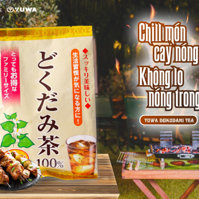 (MUA 1 TẶNG 1) Trà Diếp Cá Yuwa 100% Lá Diếp Cá Giải Nhiệt Giải Độc,  Trừ Nắng Nóng Mùa Hè Yuwa Dokudami Tea 100% Gói 60 gói