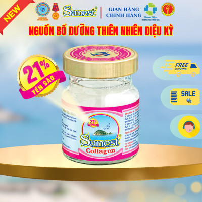 NEW [ Hộp quà tặng 6 lọ ] Nước Yến sào Khánh Hòa Sanest 21% - Collagen.