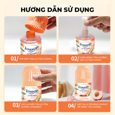 Lọ tỏa hương Lovenose thơm 60 ngày, an toàn, thanh lọc không khí, sáp khử mùi phòng thế hệ mới 250ml
