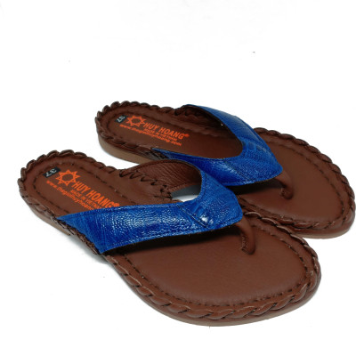 Dép nữ Huy Hoàng da đà điểu màu xanh dương HT7410