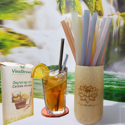 Ống hút gạo ăn được của Vinastraws kích thước 8mm, 40 ống/ hộp