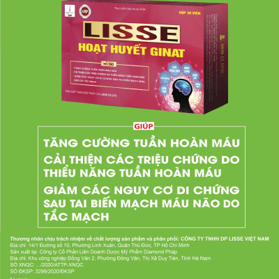 ￼Lisse hoạt huyết Ginat   - Hộp 30 viên- Tăng Cường Tuần Hoàn Máu