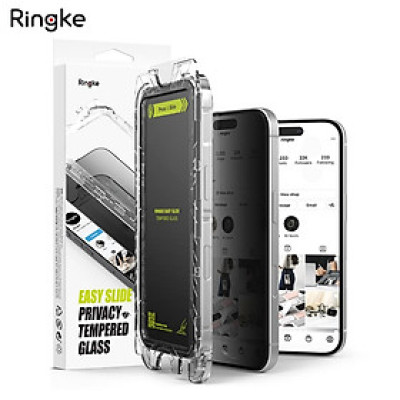 [Combo 2] Dán cường lực chống nhìn trộm cho iPhone 16 Pro Max/16 Pro/16 Plus/15 Plus/16/15 RINGKE Easy Slide Privacy Tempered Glass - Hàng Chính Hãng