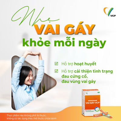TPBVSK Vai Gáy VCP - Hỗ trợ cải thiện tình trạng đau cứng cổ, đau vùng vai gáy - Hộp 20 gói