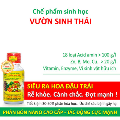 Phân bón Lan, hoa Hồng, cây cảnh, rau màu. Chế phẩm sinh học NANO cao cấp VƯỜN SINH THÁI. Giúp rễ khỏe, đọt mạnh, lá dầy, ra hoa nhiều. Ức chế sâu, nấm bệnh gây hại. Chiết xuất 100% Thiên Nhiên
