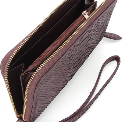 Ví nữ da trăn Huy Hoàng 1 khóa Vip màu nâu HT3327