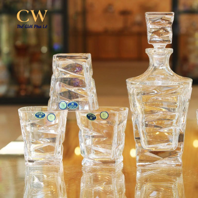 Bộ Bình Ly Rượu Mạnh Whisky Pha Lê Tiệp Khắc Crystal Bohemia 59418 Cao Cấp