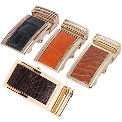 HT9213-14-15-16 - Đầu khóa da cá sấu Huy Hoàng 3,5 phân đầu vàng màu đen, nâu đất, vàng bò, nâu đỏ